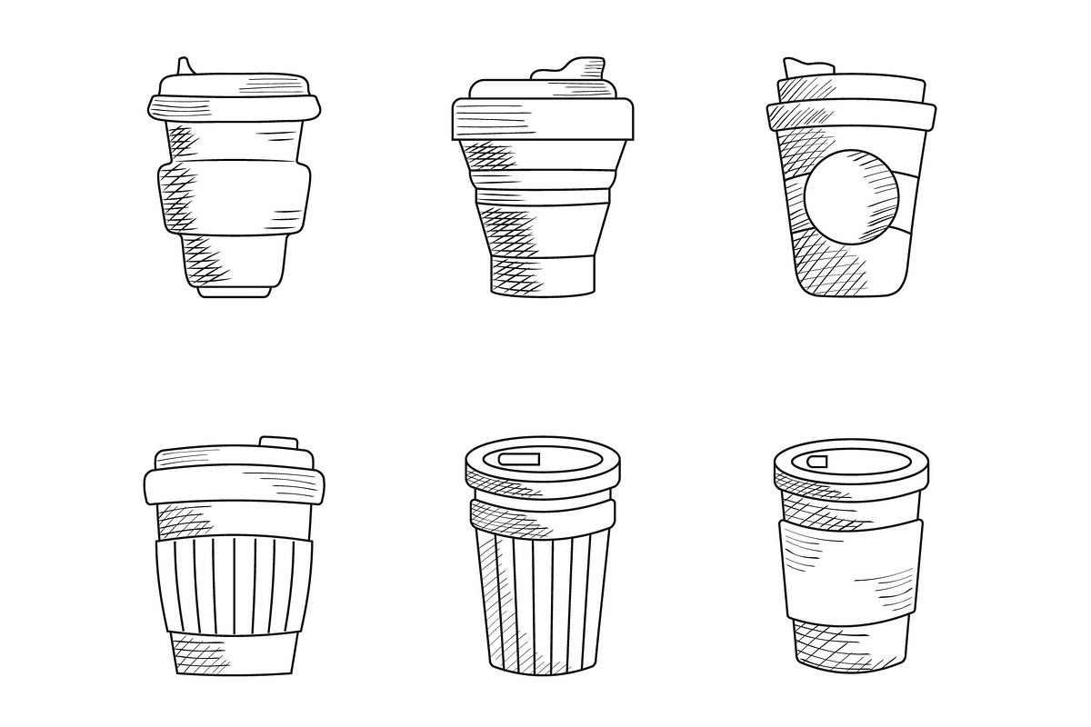 Eco Coffee Cup Icons Set preview 2