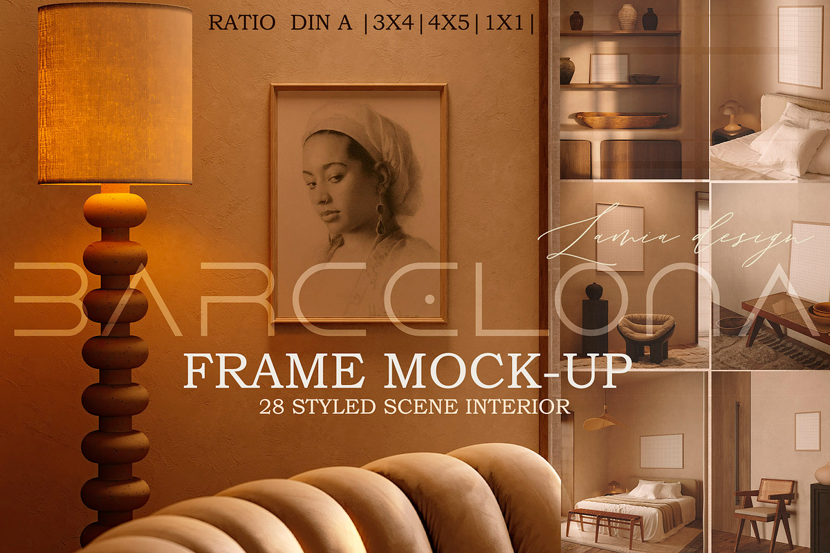 BARCELONA Room Natural FRAME MOCKUP, a Household Mockup by LAMIA DESIGN (Photo 1 of 22)