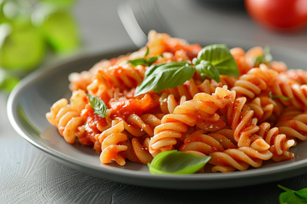 A plate of whole grain pasta topped, a Photo by Iftikhar Alam