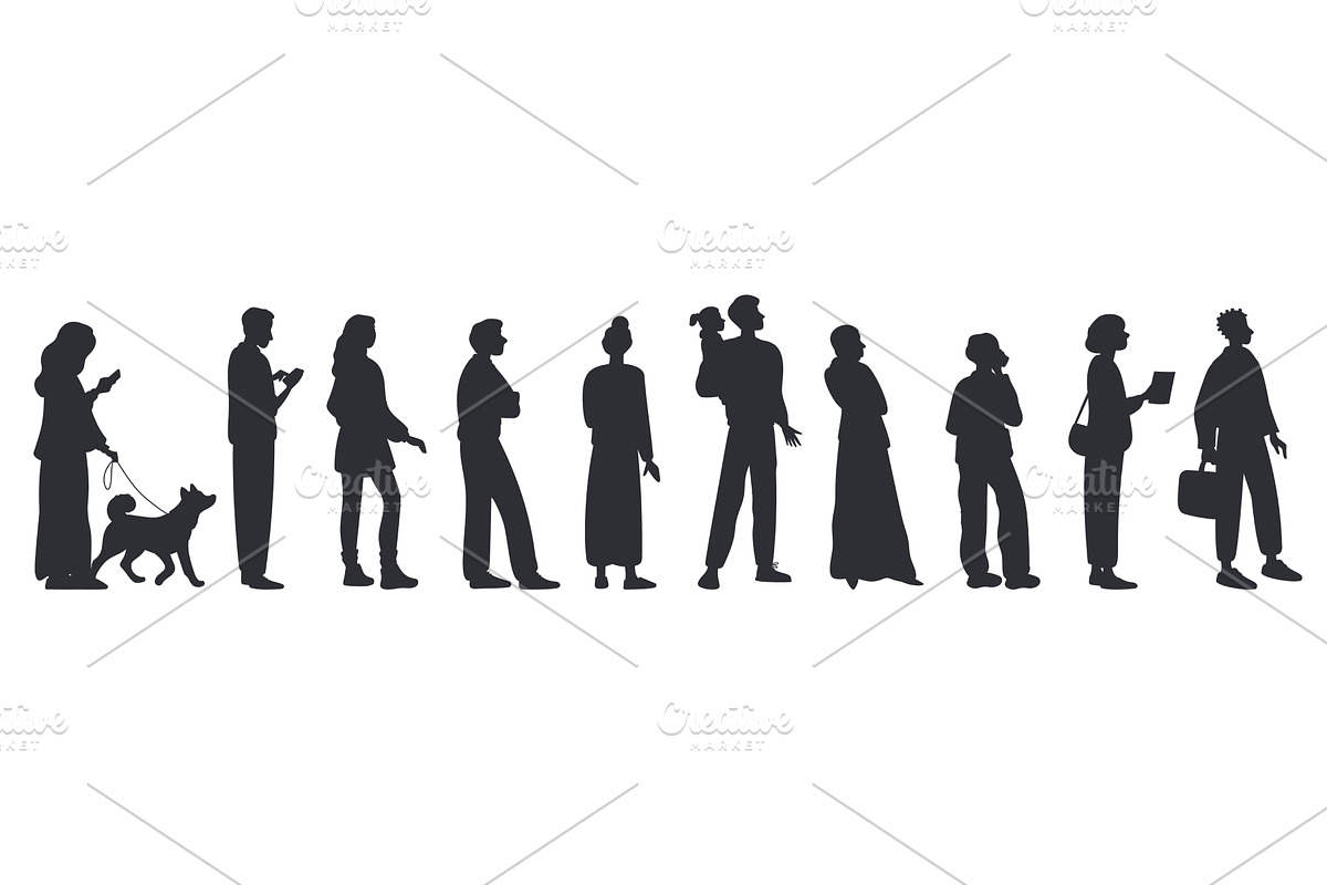 Men, women and children stand in, a Person Illustration by Vectorbuum