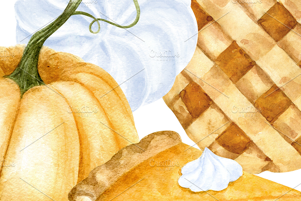Pumpkin Pie Watercolor Clip Art, a Background Graphic by Watercolor Clipart (Photo 6 of 6)