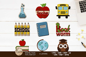 School Bundle Multilayer Templates, a Templates & Theme by LaserCutano