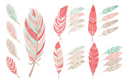 Mint & Coral Feathers Clipart, an Illustration by Amanda Ilkov (Thumbnail 4 of 4)