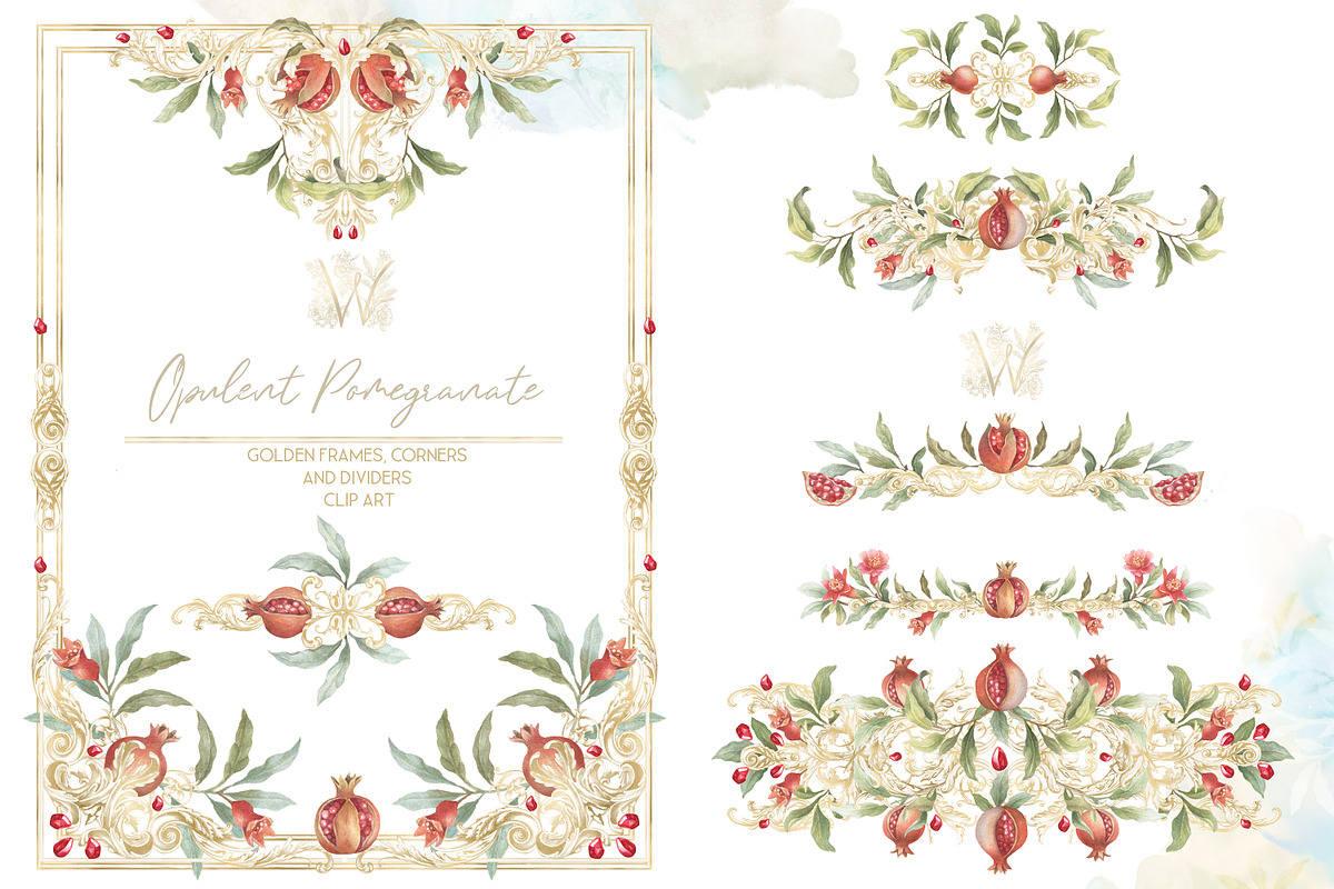 Watercolor Pomegranate collection, a Decorative Illustration by WonderWonder (Photo 7 of 12)