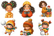 Quirky Christmas Girls Clipart, an Illustration by Craft Nest (Thumbnail 3 of 11)