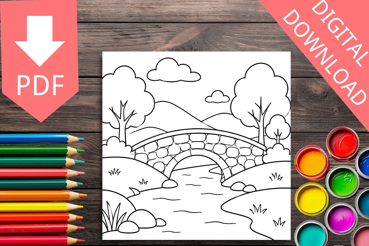 Minimalist Landscape Coloring Pages, a Brochure Template by LA Design (Photo 5 of 10)
