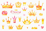 Crowns. Watercolor clipart, an Object Graphic by StarJam (Thumbnail 2 of 3)