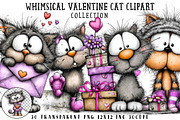 Whimsical Valentine Cat Clipart, an Illustration by OK Design (Thumbnail 1 of 6)