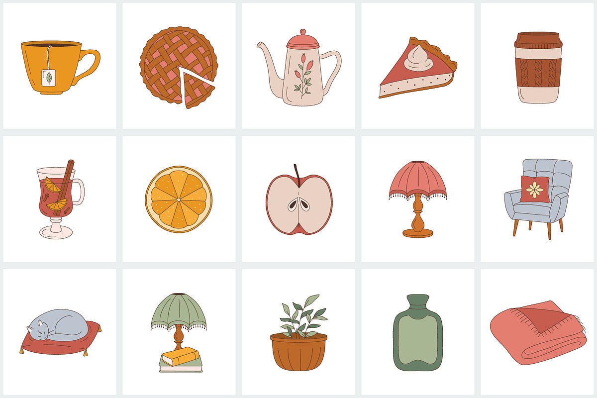 Winter everyday color icon set, an Icon by NatalieArtShop (Photo 5 of 9)