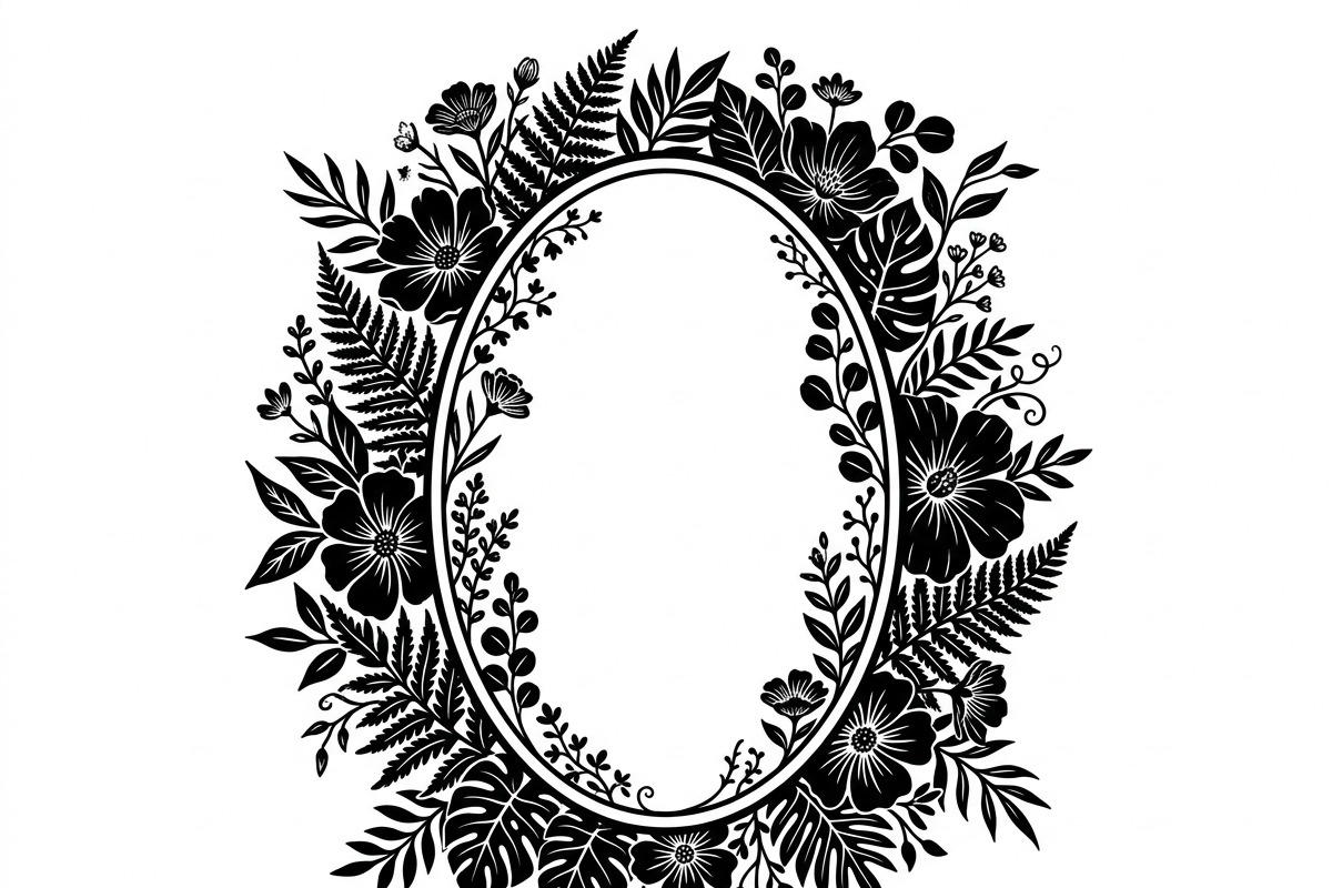 50 Elegant Floral Oval Mirror Frame, a Decorative Illustration by Amazin_art (Photo 5 of 29)
