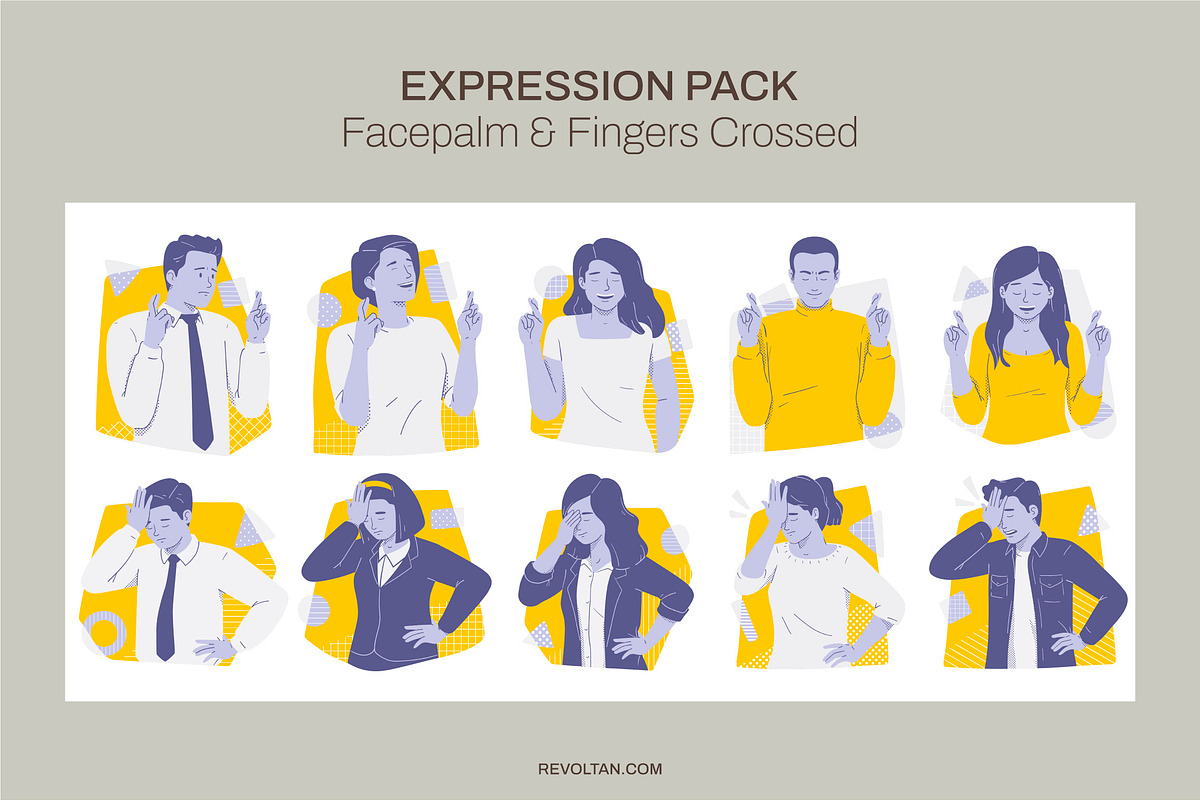 Facepalm & Fingers Crossed, a Person Illustration by Revoltan Studios (Photo 1 of 3)