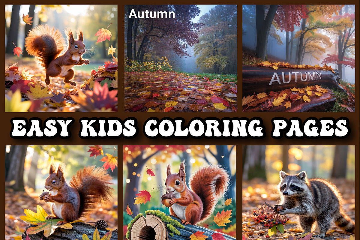 Autumn Coloring Pages For Kids, a Seasonal Illustration by Printable Design Store (Photo 2 of 4)