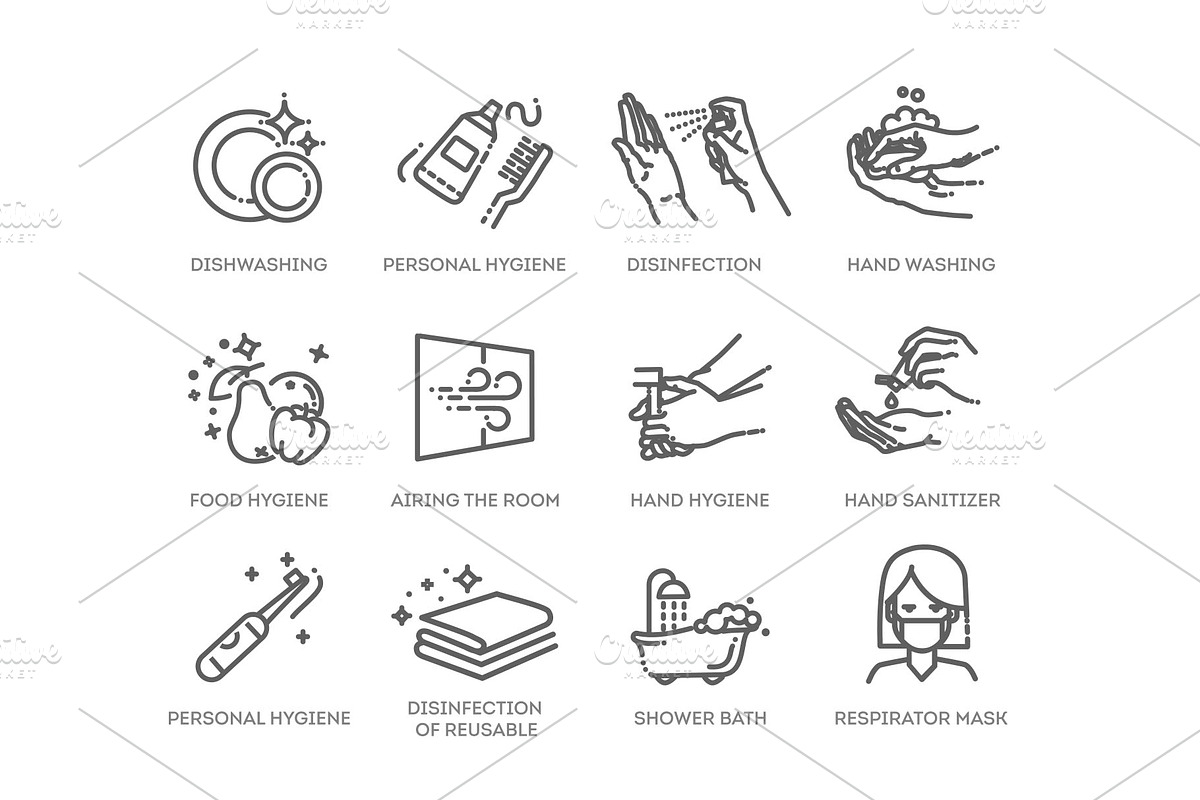 Hygiene Icons. Outline Icons, an Object Graphic by Tettygreen (Photo 3 of 3)