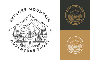 Adventure sport line art logo, a Branding & Logo Template by Saba Vector