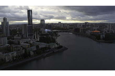 Grey city.Stock footage.Drone view, an Architecture Photo by Media Whale Stock