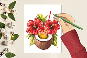 Hibiscus Flower Watercolor ClipArt's, an Illustration by RobertsArt (Thumbnail 4 of 7)