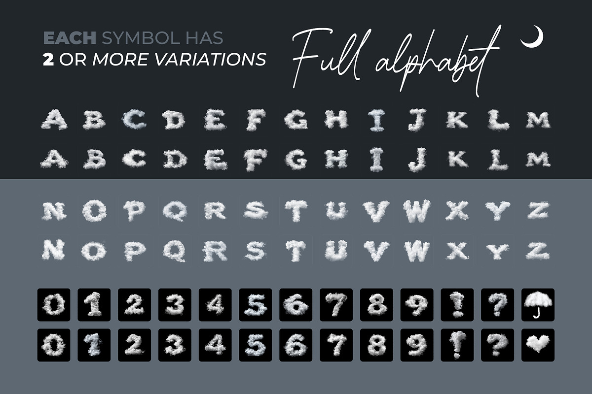 Cumulus Clouds Letters Overlays, a Symbol Font by PhotoSpirit (Photo 3 of 8)