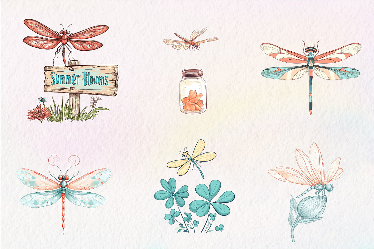 Summer Dragonfly Garden Clipart, an Illustration by CreationArt (Photo 5 of 5)