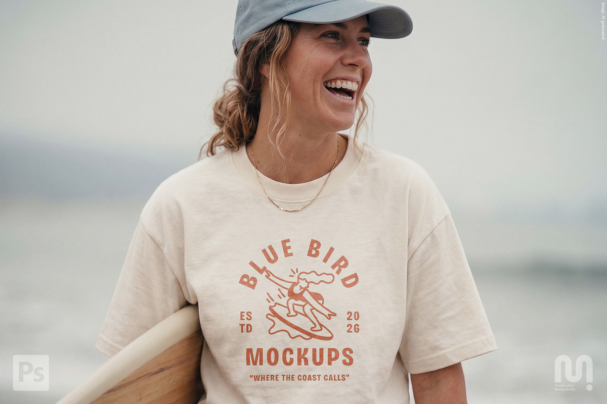 T-Shirt Mockup front view beach, a Shirt Mockup by The Blue Bird (Photo 5 of 8)