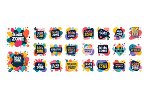 Kids zone logo cartoon vector set, an Object Illustration by Onyx