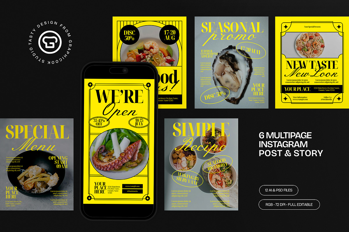 Seafood Instagram Set, a Social Media Template by graphicook (Photo 1 of 3)