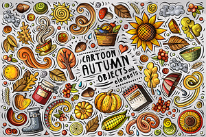 Autumn Cartoon Objects Set