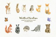 Woodland Animals Watercolor Clipart, an Animal Illustration by Corner Croft (Thumbnail 2 of 7)