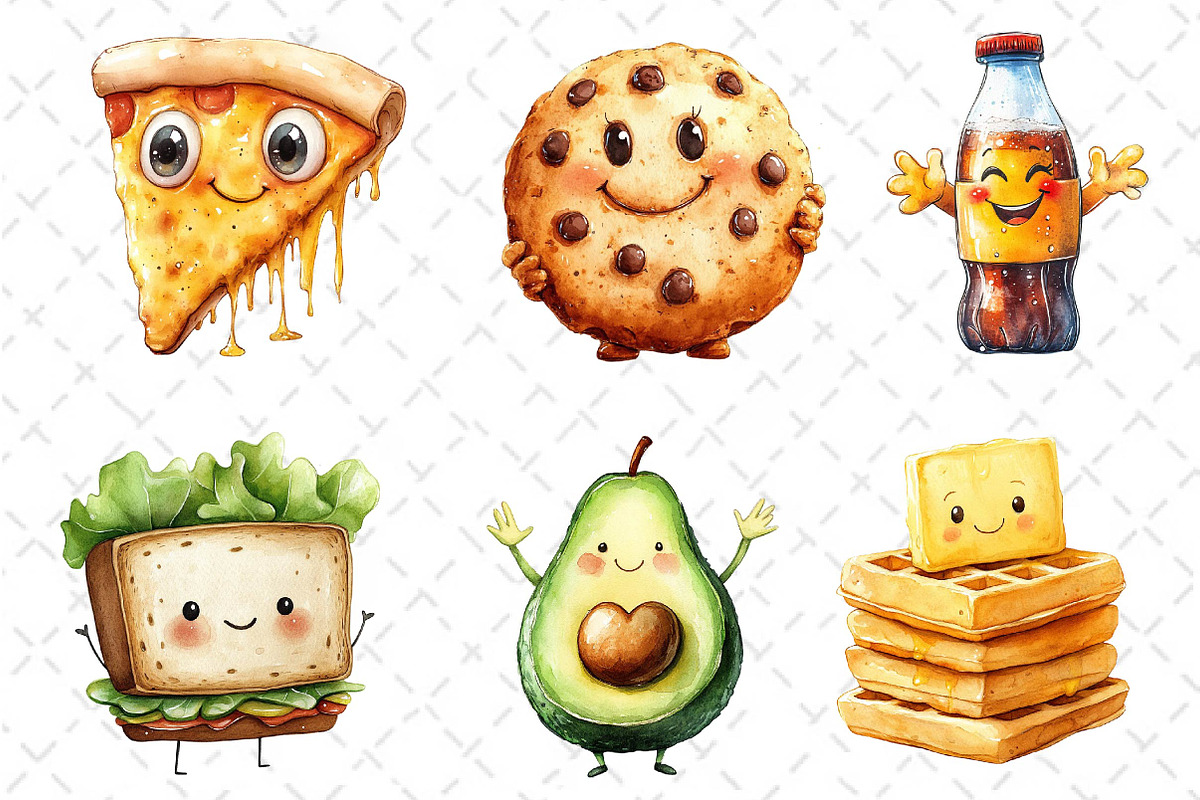 Watercolor Food Character Clipart, an Illustration by Dream Creation (Photo 3 of 6)