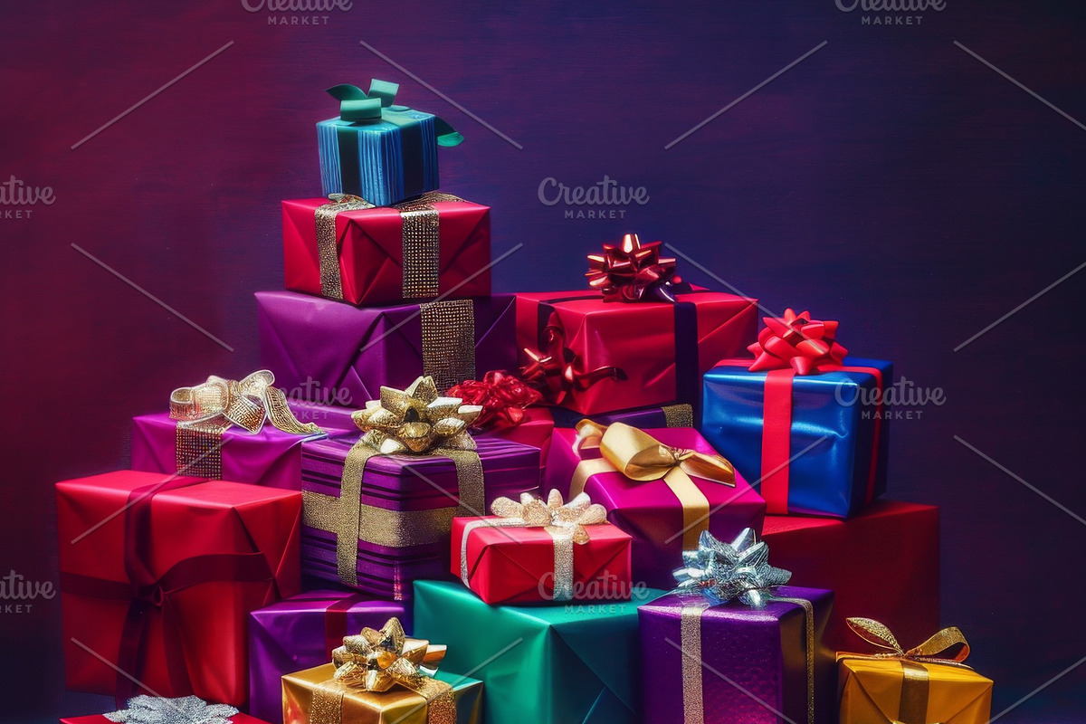 86 Gift boxes with ribbons and bows, a Holiday Photo by Handmadefont (Photo 36 of 90)