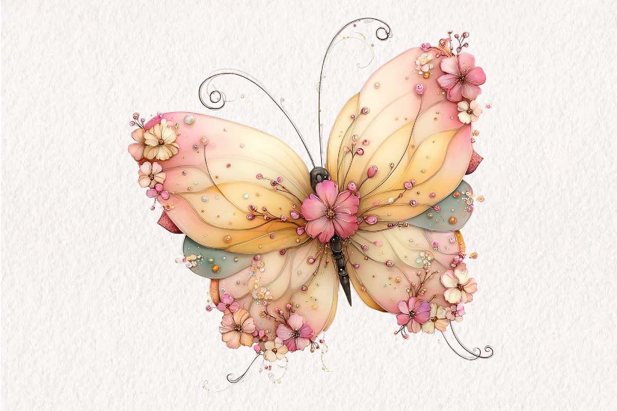Whimsical Spring Butterfly Clipart, an Illustration by CreationArt (Photo 10 of 10)