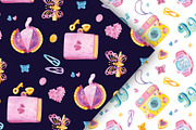 90s Watercolor clipart, patterns, a Decorative Illustration by Valin Malin (Thumbnail 8 of 14)