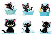 Bath black cat clip-art, an Illustration by CreationArt (Thumbnail 4 of 6)
