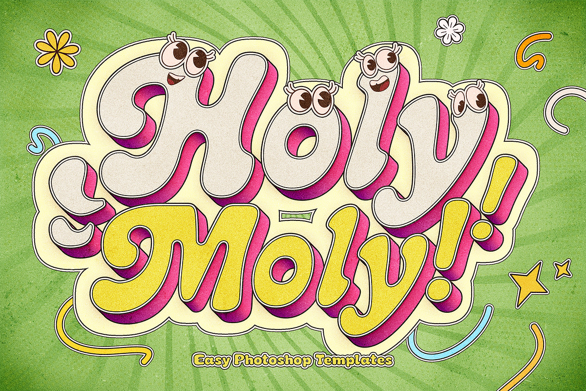 Groovy Cartoon Text Effects, a Layer Style Add-On by Andrew Skoch Design (Photo 5 of 9)