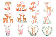 Watercolor Animals Valentine's Clipa, an Illustration by Dream Creation (Thumbnail 2 of 7)