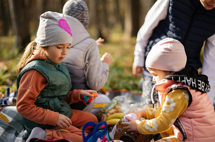 Kids in family picnic at fall forest. Beautifull autumn day., a Person Photo by AS photostudio