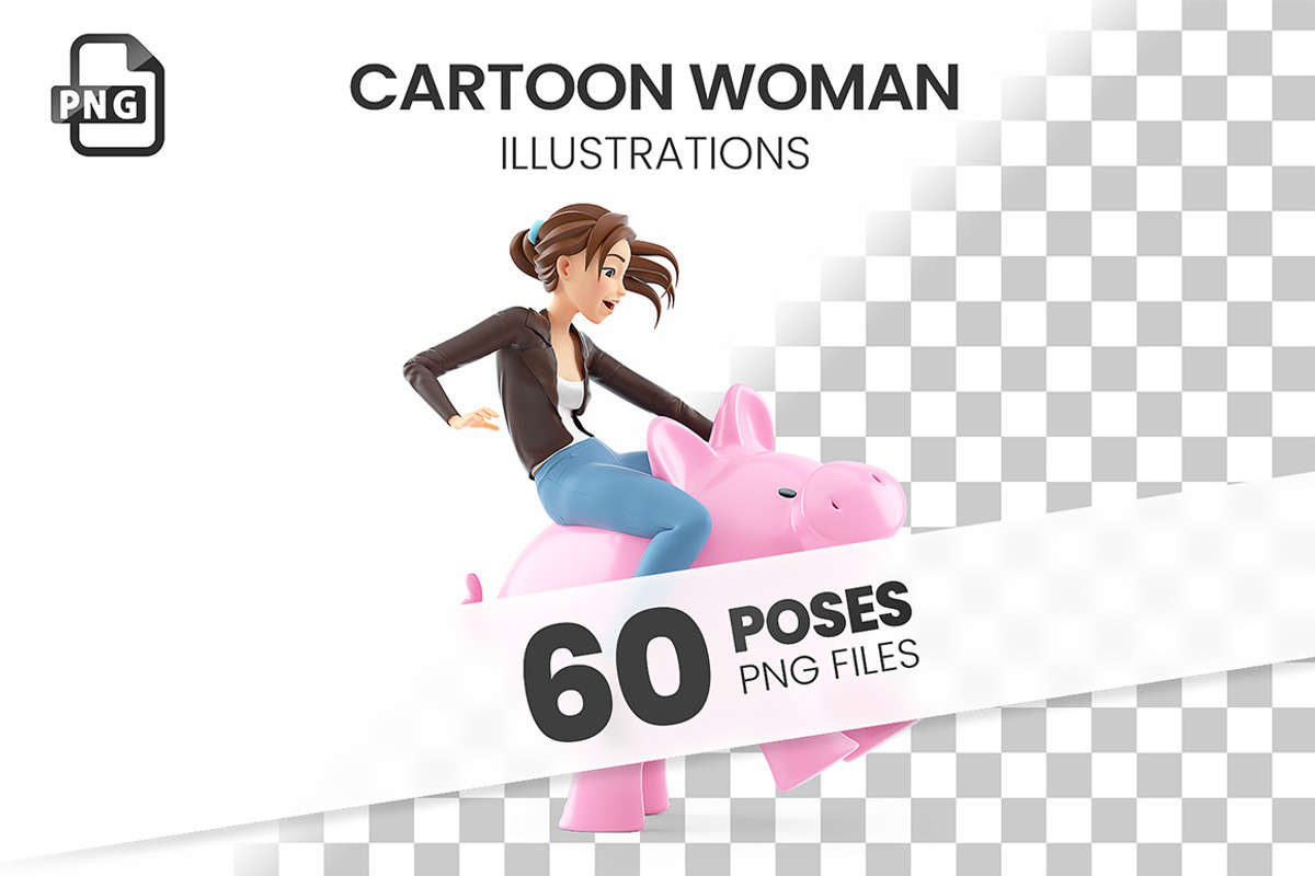 Cartoon Woman – Set of 60 Poses, a Person Illustration by 3DMask (Photo 1 of 6)