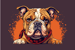 Cartoon Bulldog With Hip Hop Tattoo