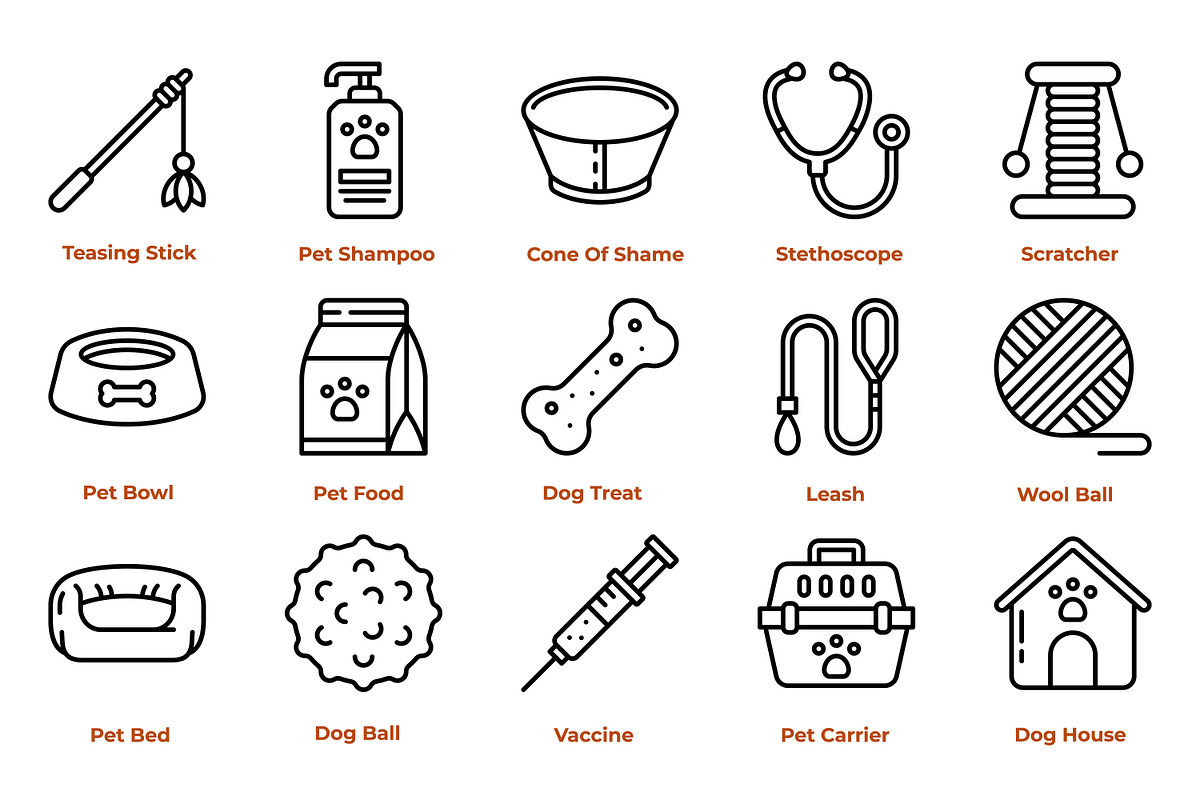 Pet Care Icon Pack, an Outline Icon by Tekuni (Photo 4 of 10)