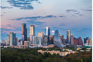 Harvest moon in the Austin skyline