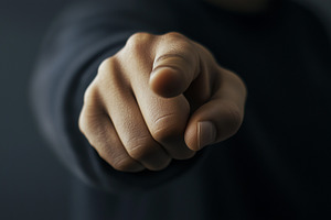 Finger pointing at you on dark, a Person Photo by MistyDay