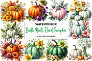 Birth Month Floral Pumpkin Clipart, an Illustration by DreamArtGraphic (Thumbnail 1 of 5)