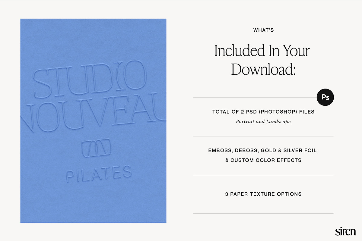 Embossed Debossed Paper Logo Mockup, a Packaging Mockup by Siren Creative Co. (Photo 2 of 5)