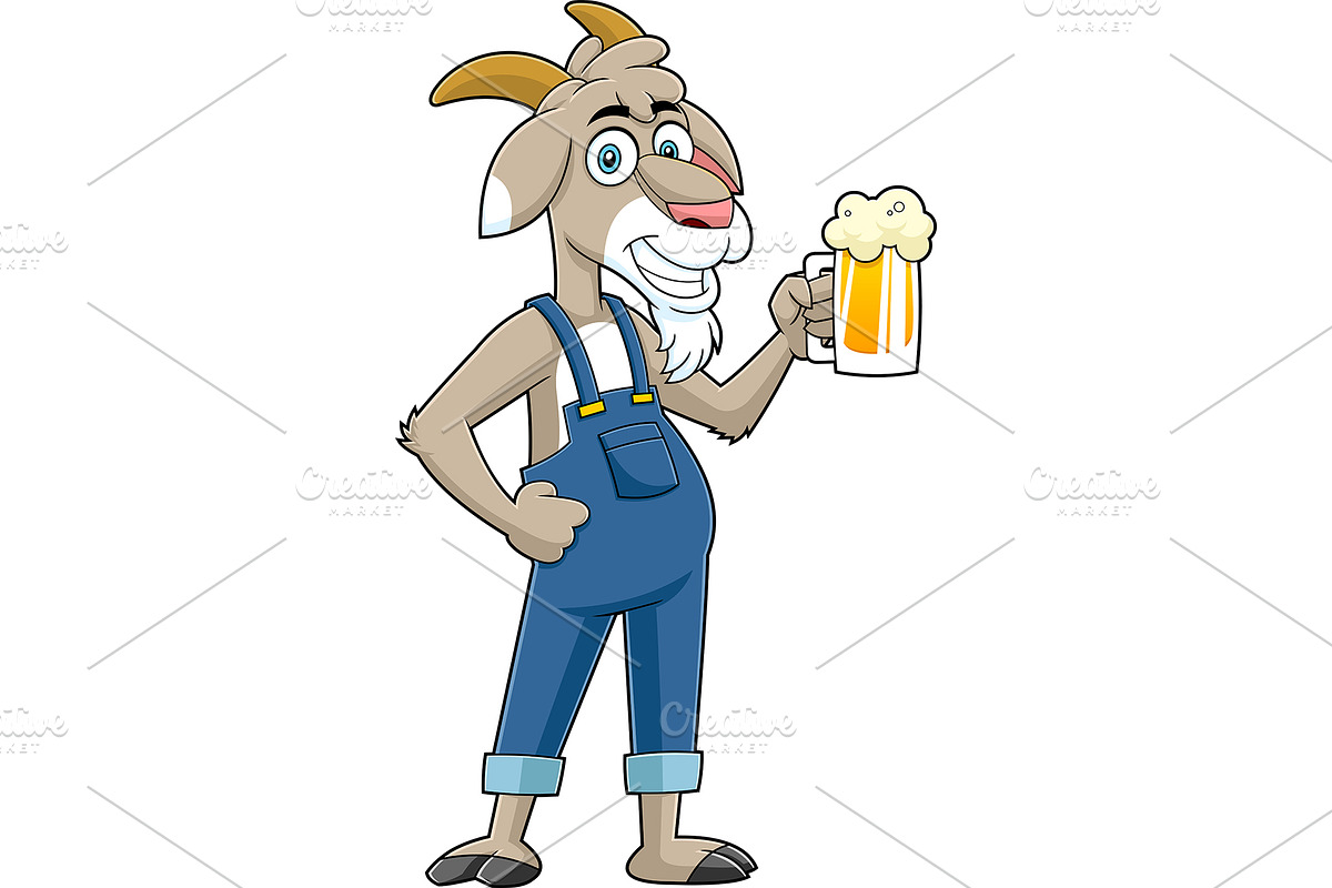 Goat Farmer Cartoon Character, an Illustration by HitToon