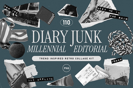 MILLENNIAL JUNK Retro Collage Kit, an Object Graphic by angelainthefields