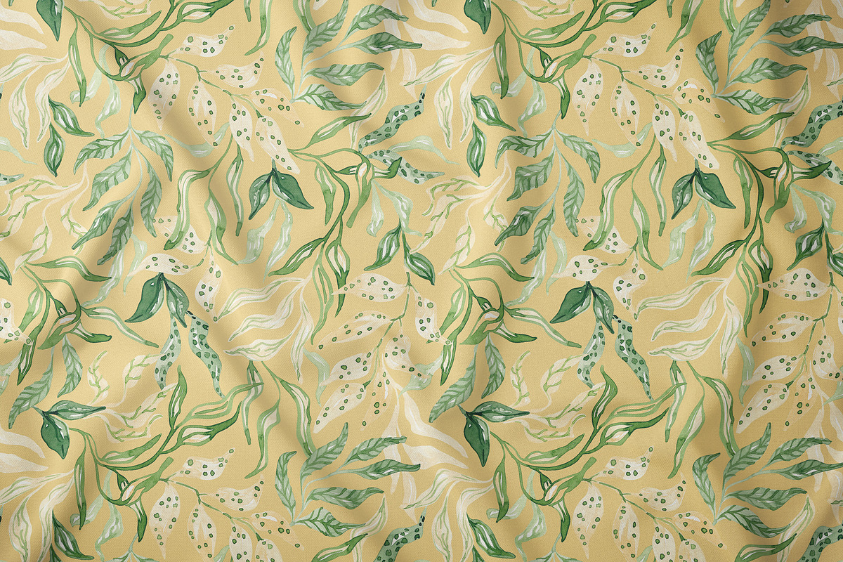 Watercolor Spring Foliage Pattern, a Pattern Graphic by SirenaArt (Photo 5 of 15)