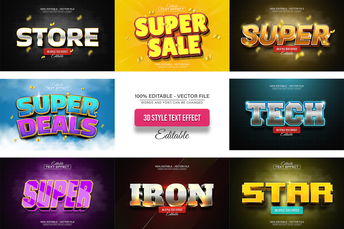 3D Text Effects Collection Vol 40, a Graphic by Aglonemadesign (Photo 1 of 9)