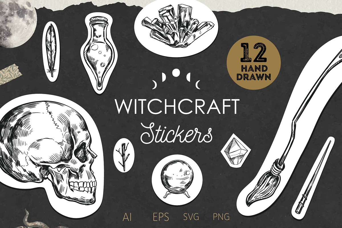 Witchcraft and Magic stickers set, an Illustration by Wild Muse (Photo 1 of 4)