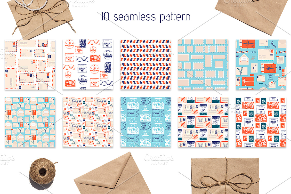 Postcards stamps vector set, a Work Illustration by Iryna Danyliuk (Photo 2 of 4)
