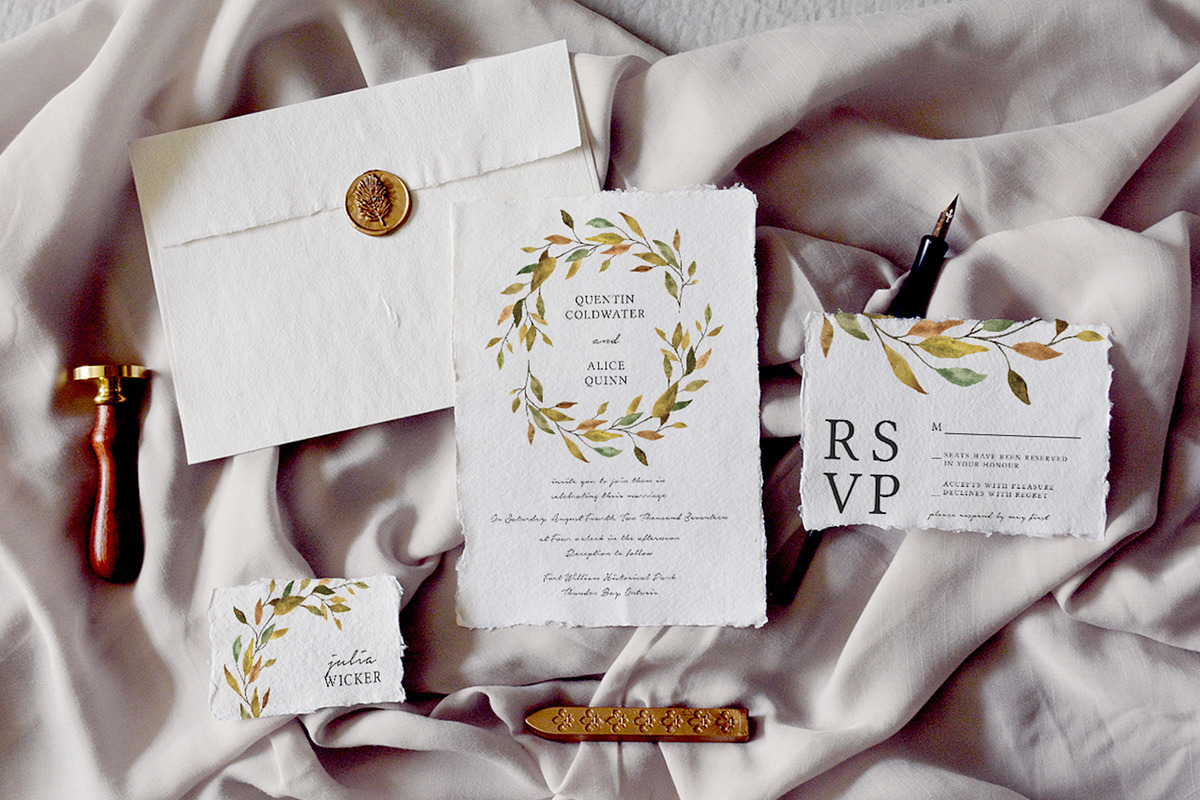 Warm Leaves Wedding Invitation Suite, an Invitation Template by Knotted Design (Photo 1 of 5)