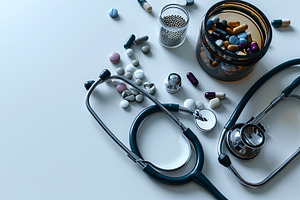Top view doctor medical stethoscope, a Health & Medical Photo by Pixeness Studio